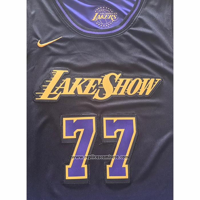 Camiseta Los Angeles Lakers Luka Doncic #77 Ciudad 2024-25 Violeta